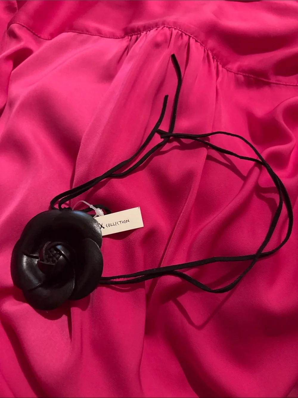 Black Leather Flower Necklace - Women Accessories
